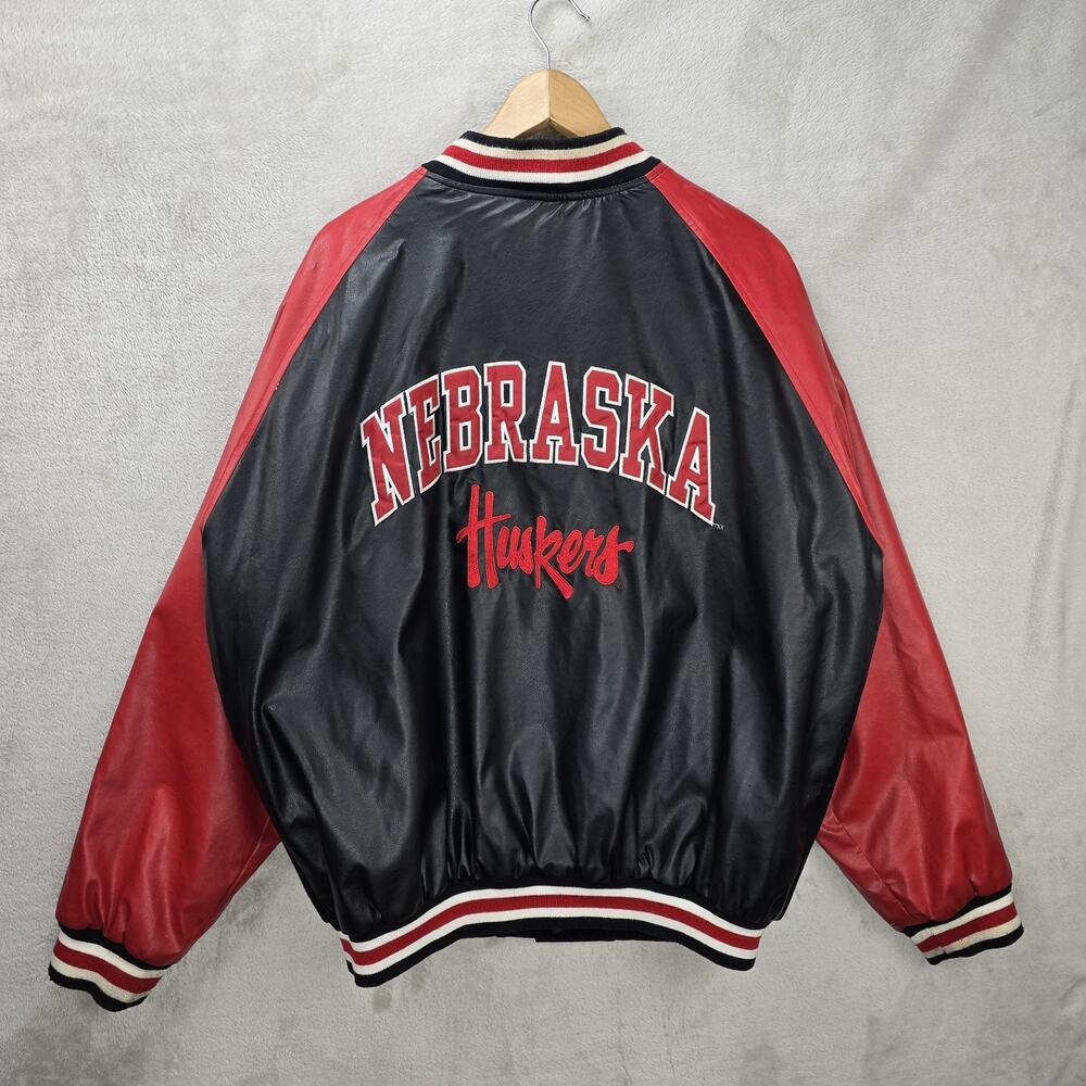 Vintage Steve & Barry’s Nebraska Huskers Coat Jacket XL Wool Faux Leather 90s - Picture 12 of 16